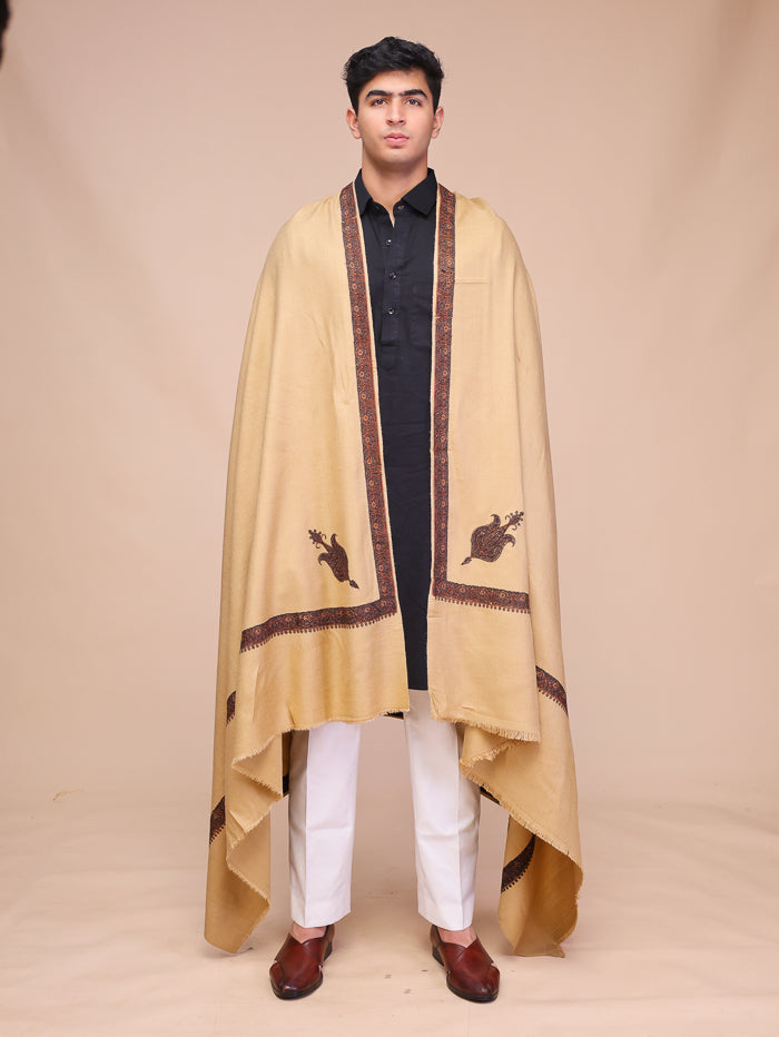 Men's Kashmiri Embroidered Wool Shawl