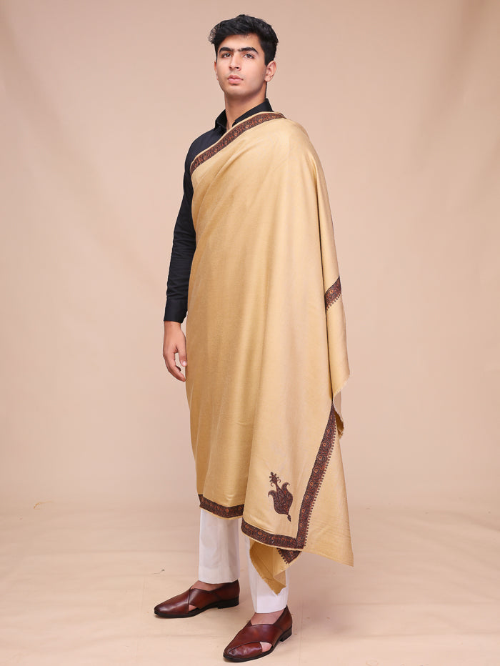 Men's Kashmiri Embroidered Wool Shawl