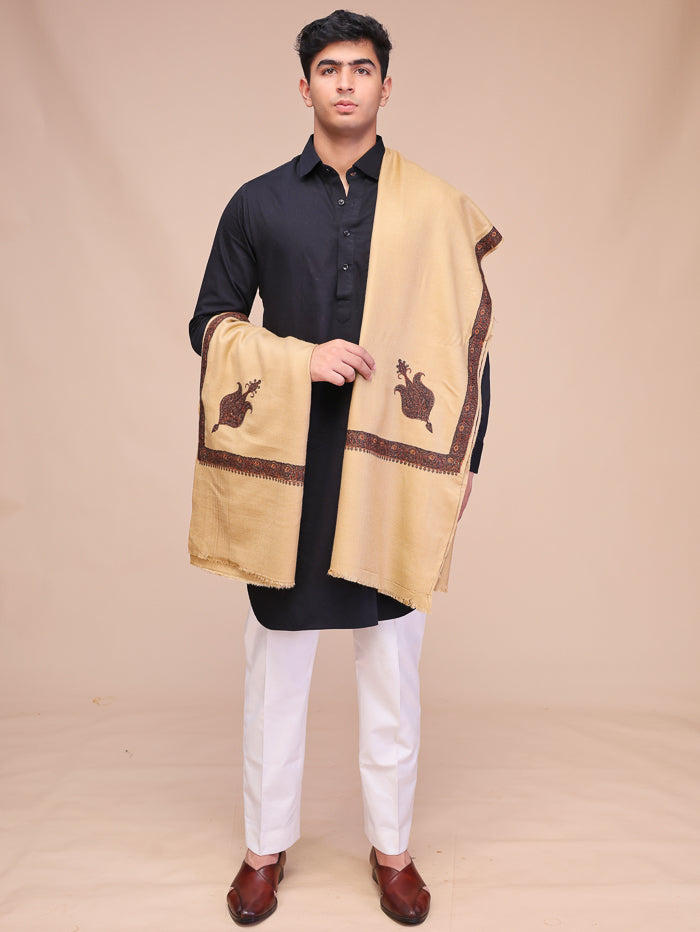 Men's Kashmiri Embroidered Wool Shawl