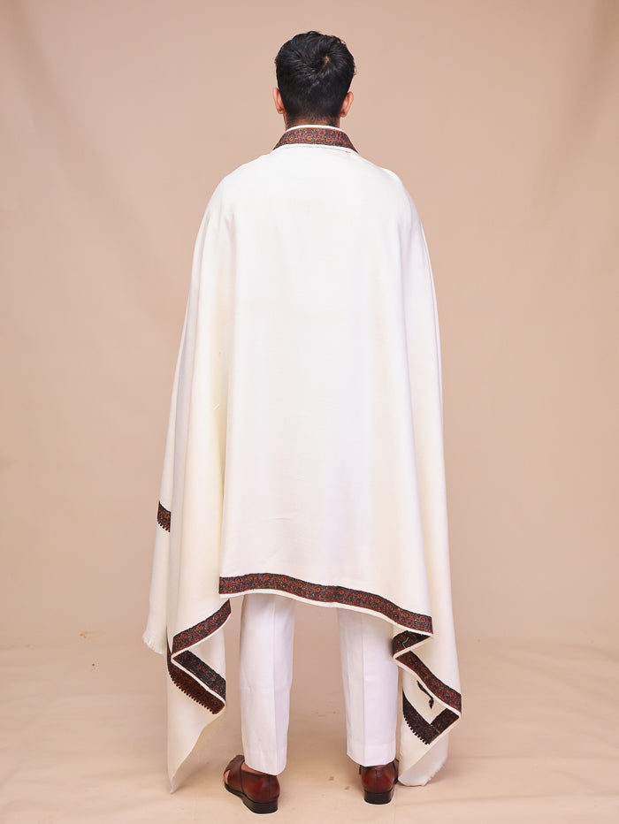 Men's Kashmiri Embroidered Wool Shawl