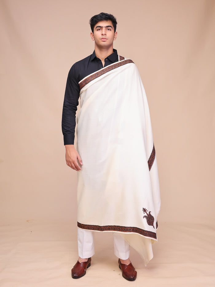 Men's Kashmiri Embroidered Wool Shawl