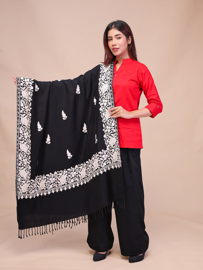 Women's Aari Embroidered Wool Shawl