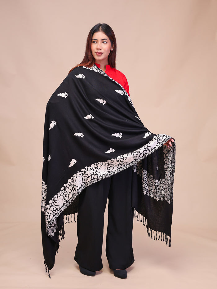 Women's Aari Embroidered Wool Shawl