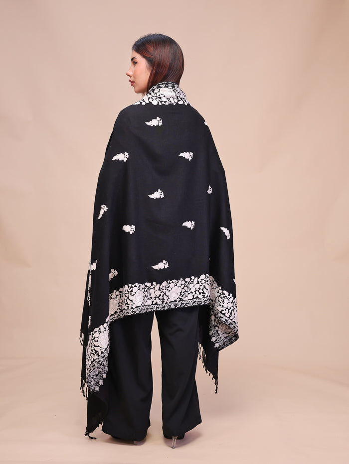 Women's Aari Embroidered Wool Shawl