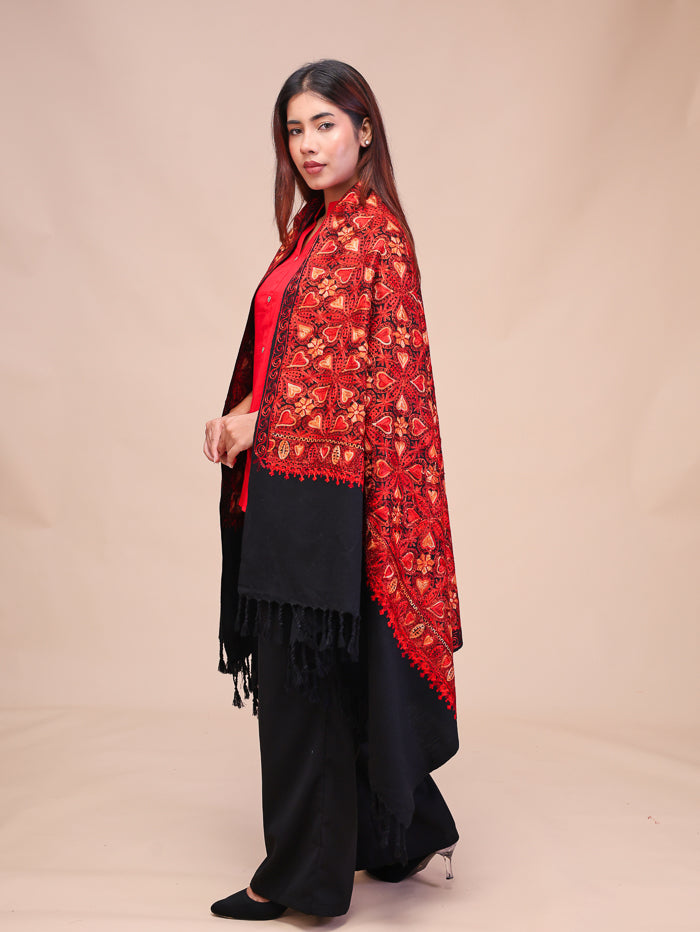 Women's Aari Embroidered Wool Shawl