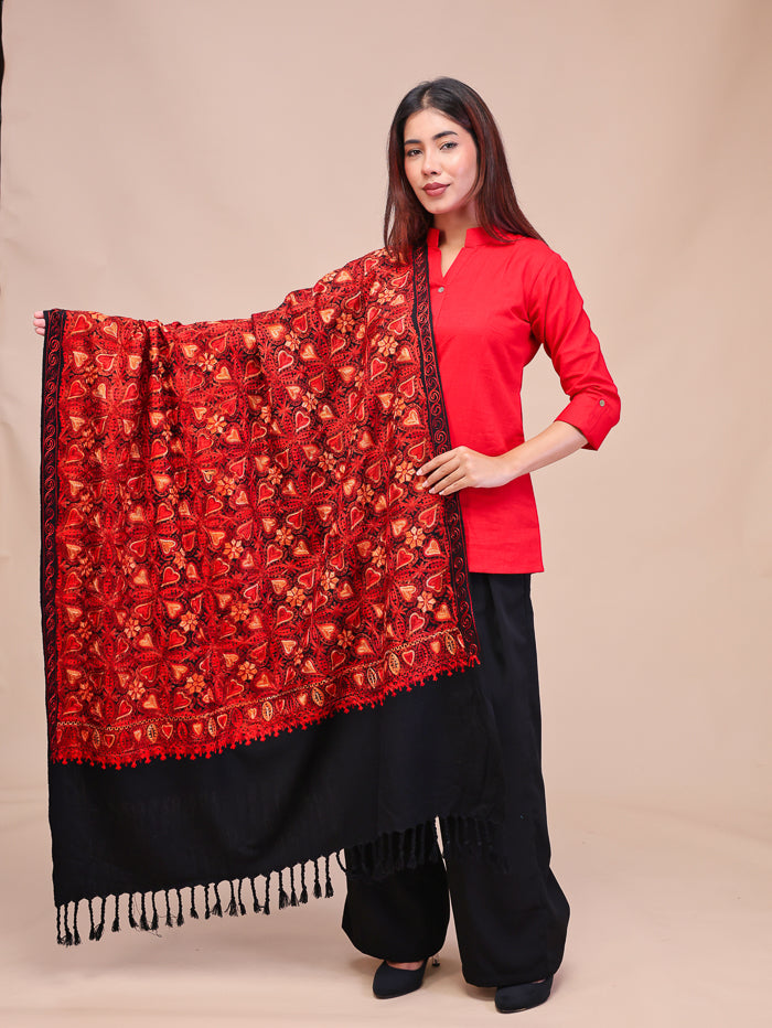 Women's Aari Embroidered Wool Shawl