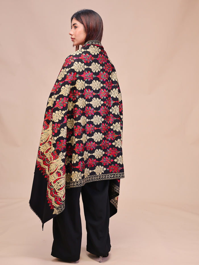 Women's Aari Embroidered Wool Shawl