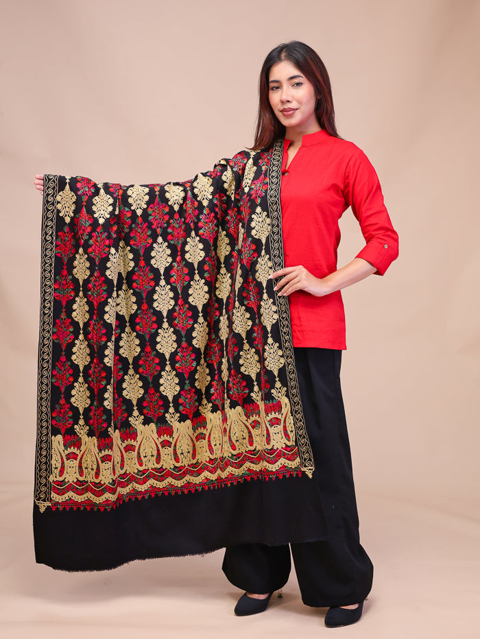 Women's Aari Embroidered Wool Shawl