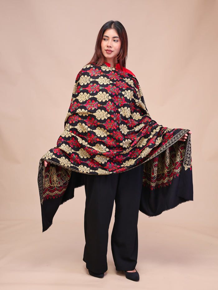 Women's Aari Embroidered Wool Shawl