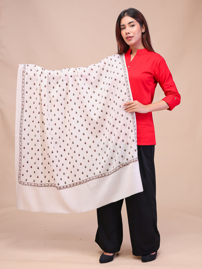 Women's Aari Embroidered Wool Shawl