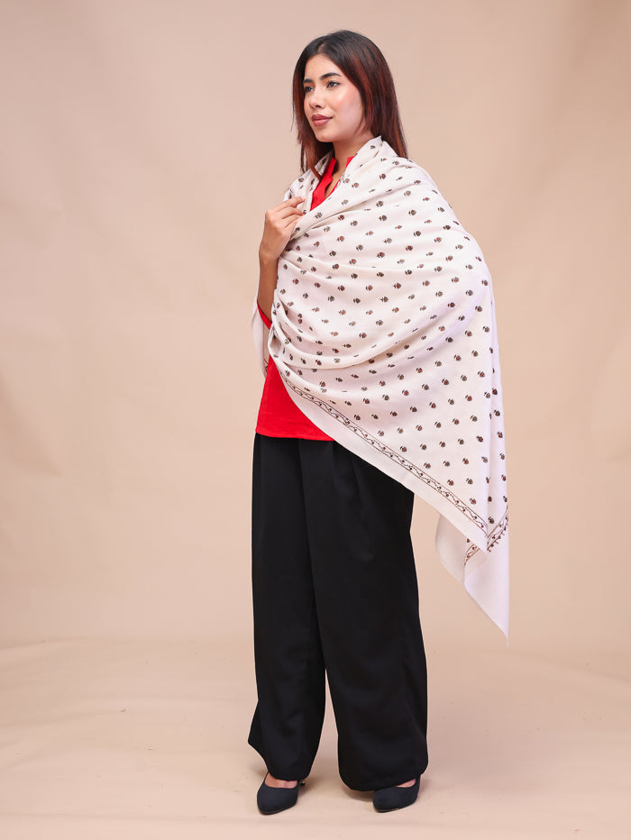 Women's Aari Embroidered Wool Shawl