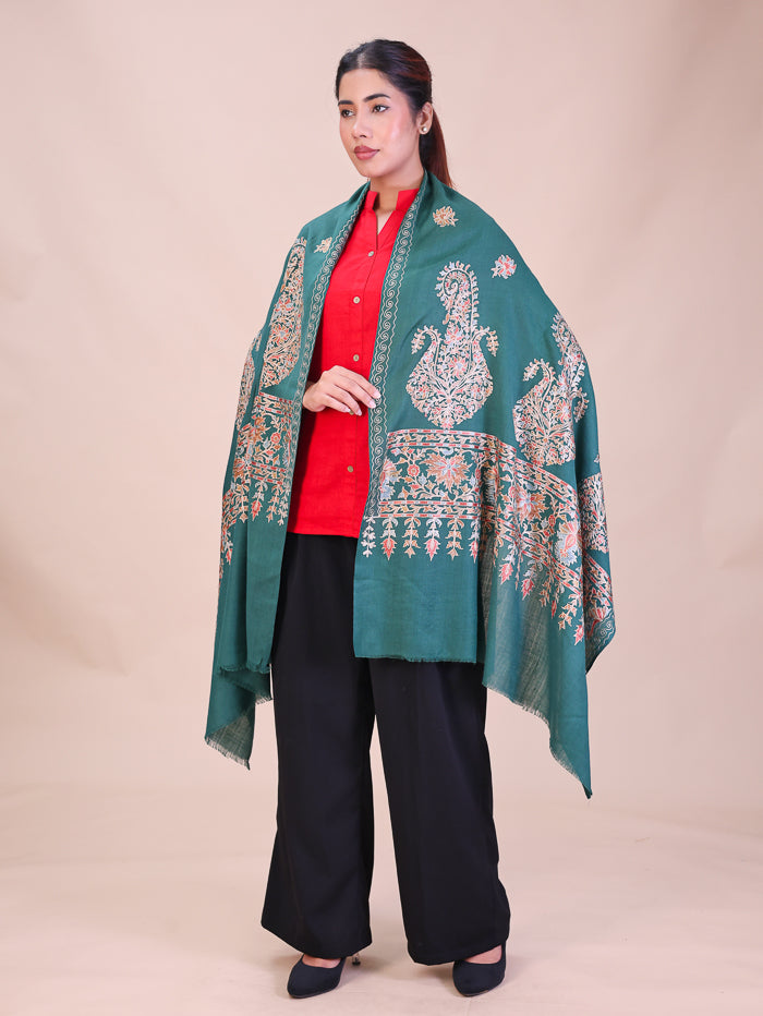 Women's Aari Embroidered Wool Stole