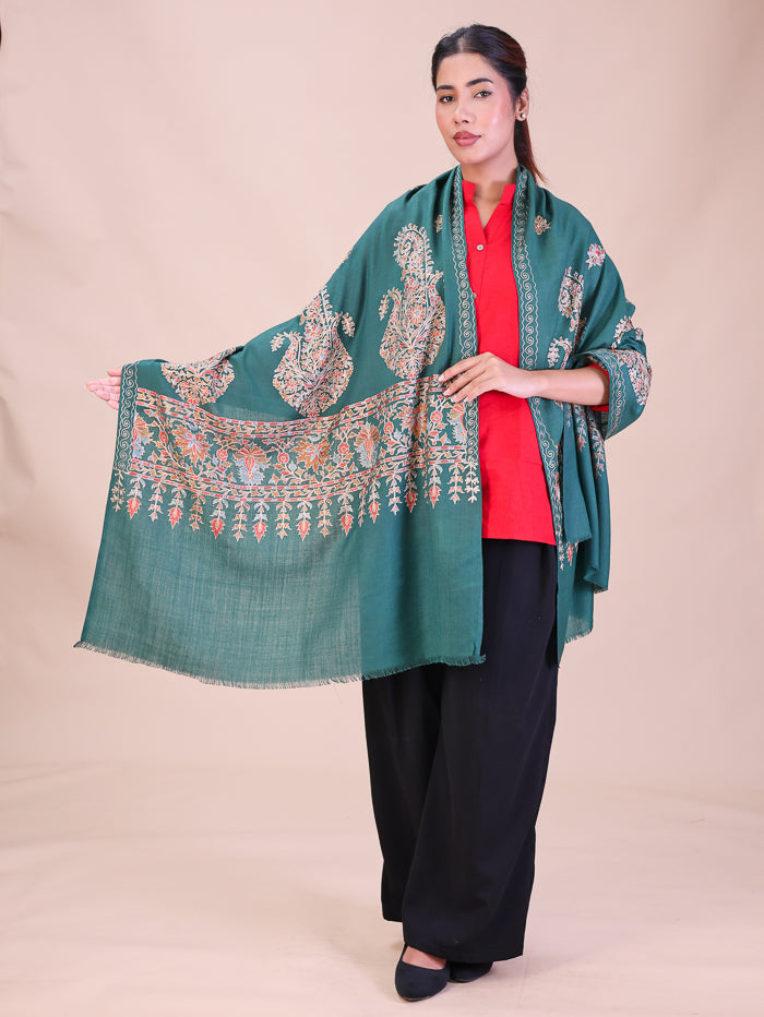 Women's Aari Embroidered Wool Stole
