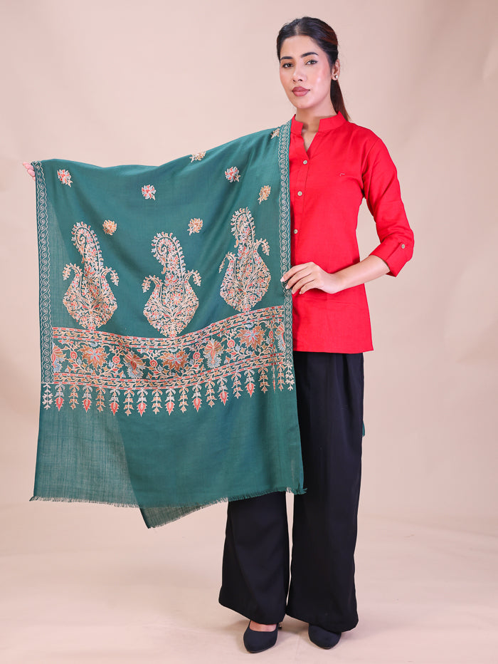 Women's Aari Embroidered Wool Stole