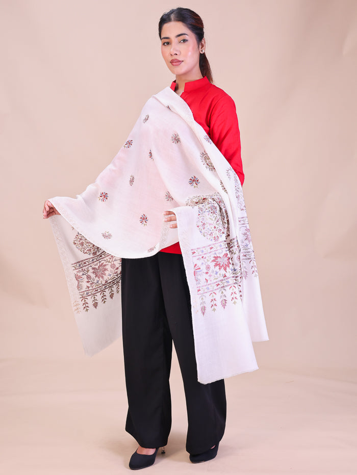 Women's Aari Embroidered Wool Stole