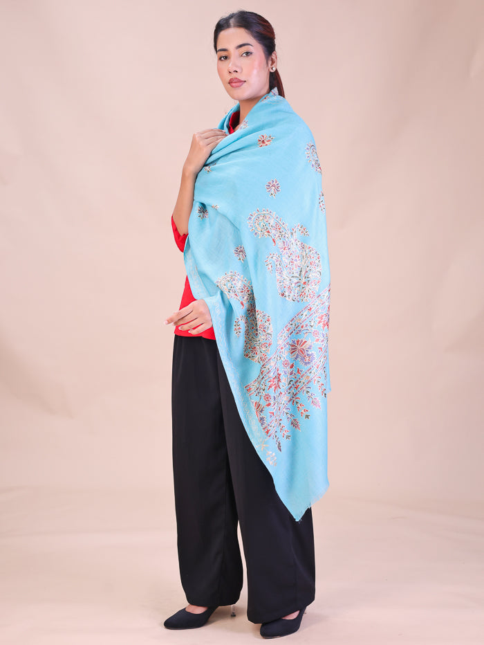 Women's Aari Embroidered Wool Stole