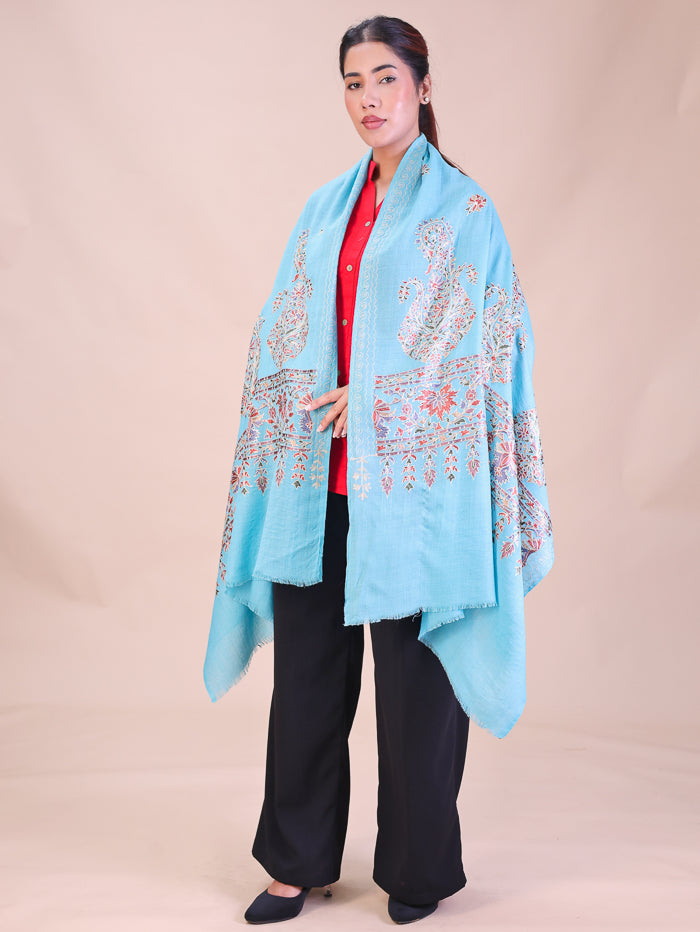 Women's Aari Embroidered Wool Stole