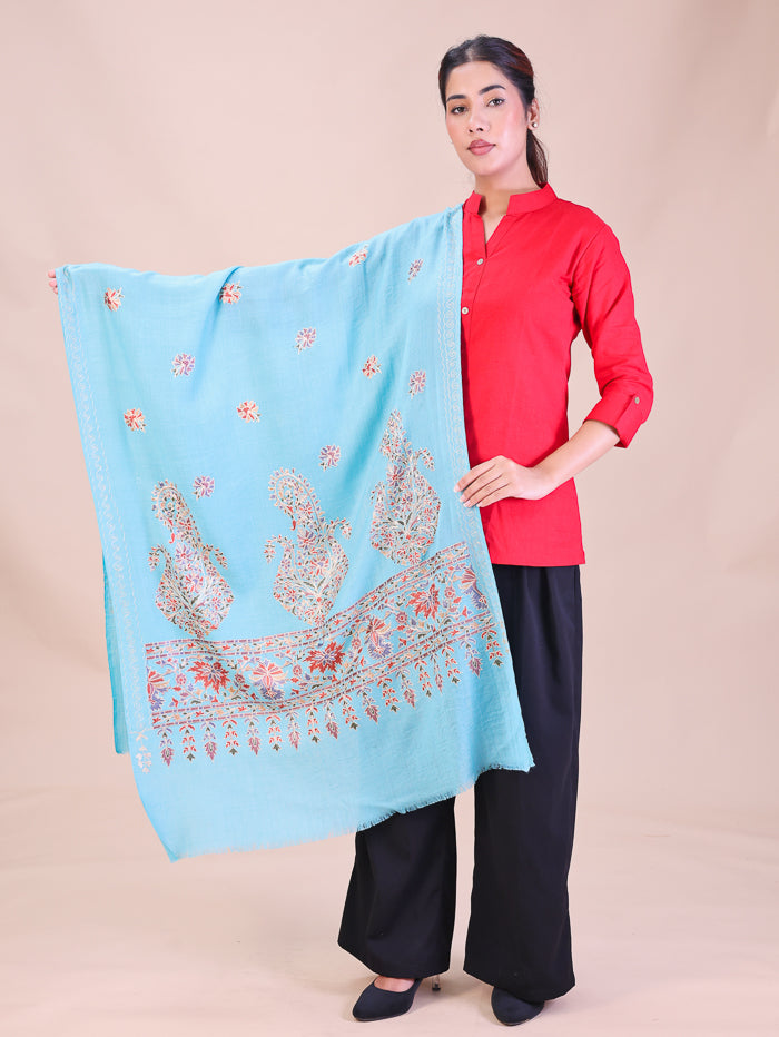 Women's Aari Embroidered Wool Stole