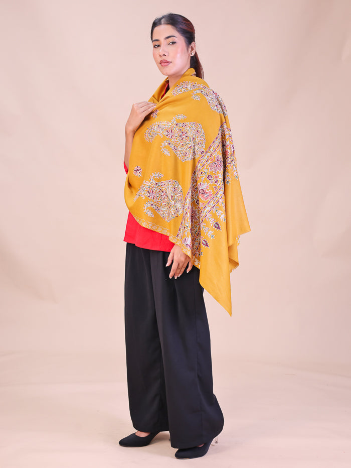 Women's Aari Embroidered Wool Stole