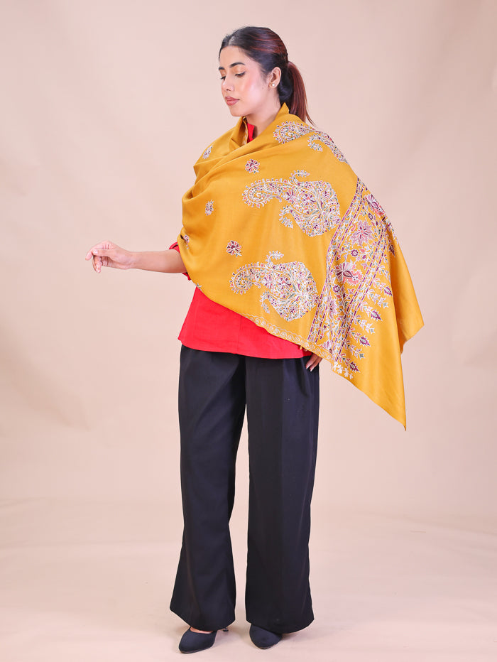 Women's Aari Embroidered Wool Stole