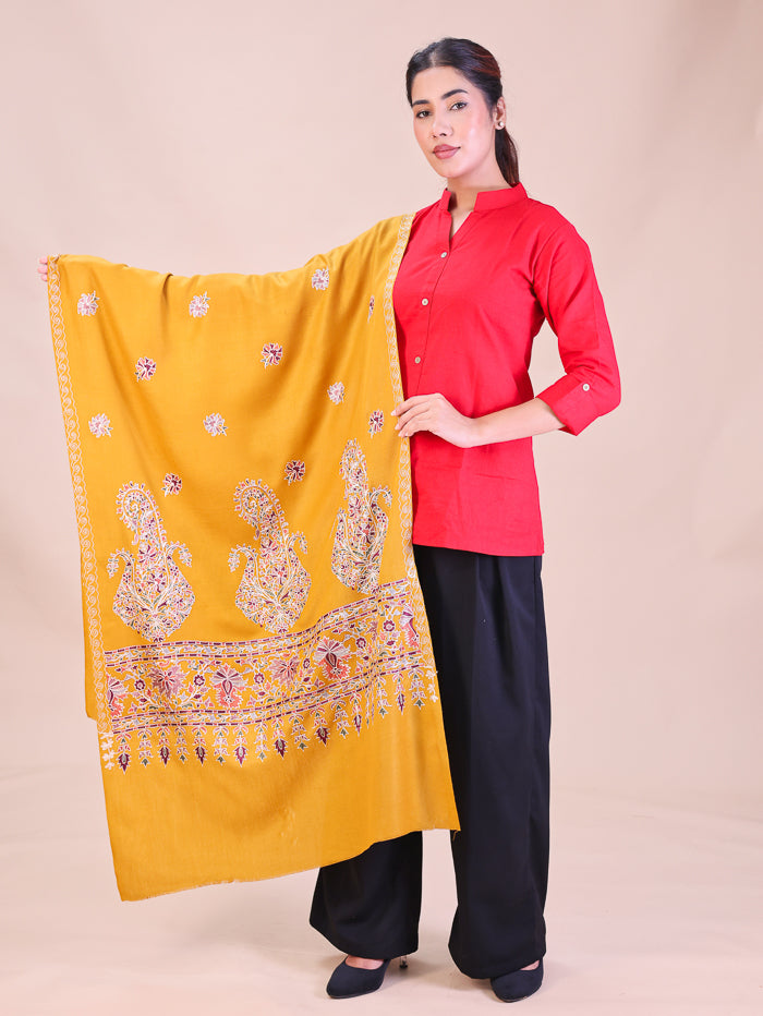 Women's Aari Embroidered Wool Stole