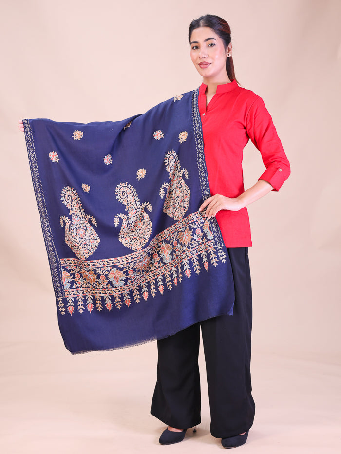 Women's Aari Embroidered Wool Stole