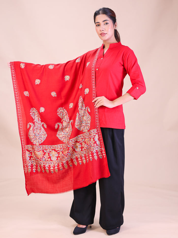 Women's Aari Embroidered Wool Stole