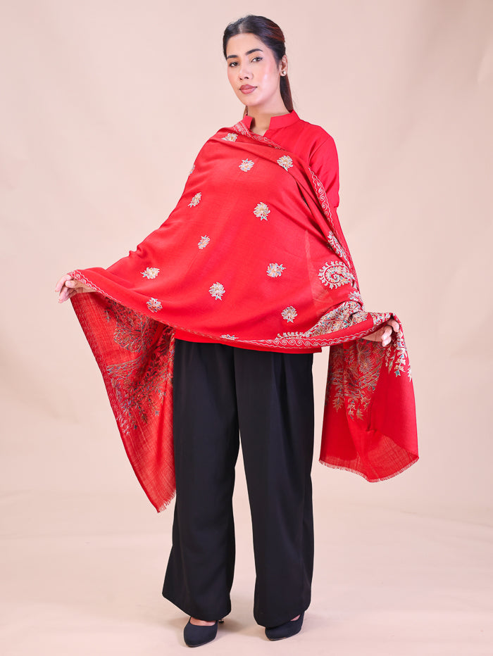 Women's Aari Embroidered Wool Stole