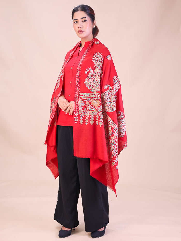 Women's Aari Embroidered Wool Stole