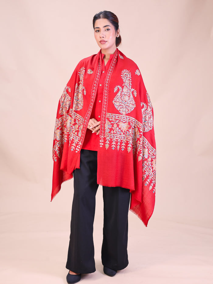 Women's Aari Embroidered Wool Stole