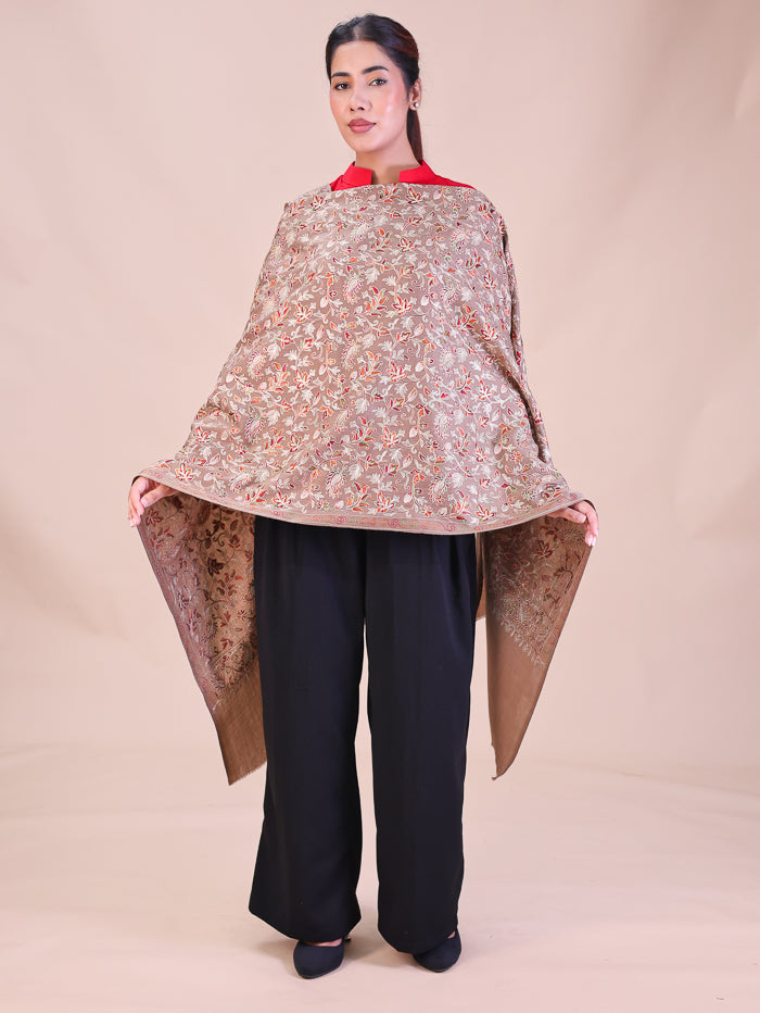 Women's Aari Embroidered Wool Stole