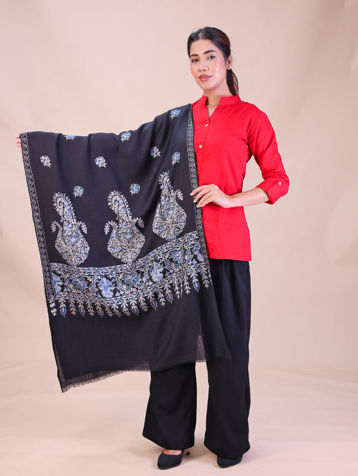 Women's Aari Embroidered Wool Stole