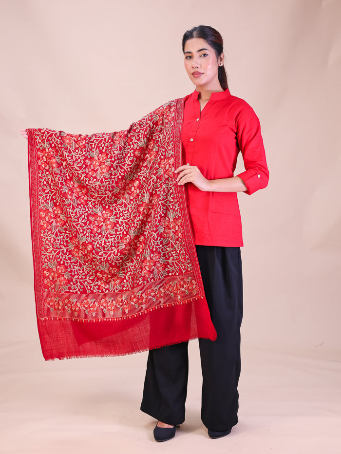 Women's Aari Embroidered Wool Stole