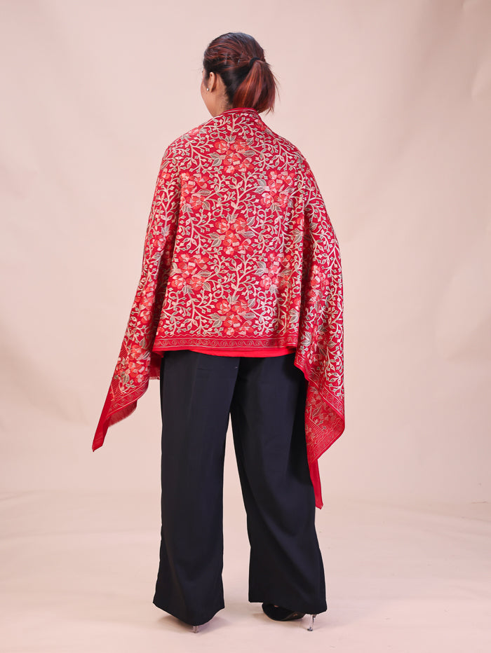 Women's Aari Embroidered Wool Stole