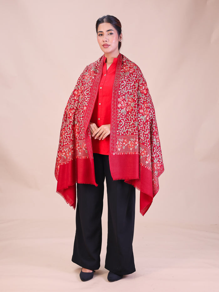 Women's Aari Embroidered Wool Stole