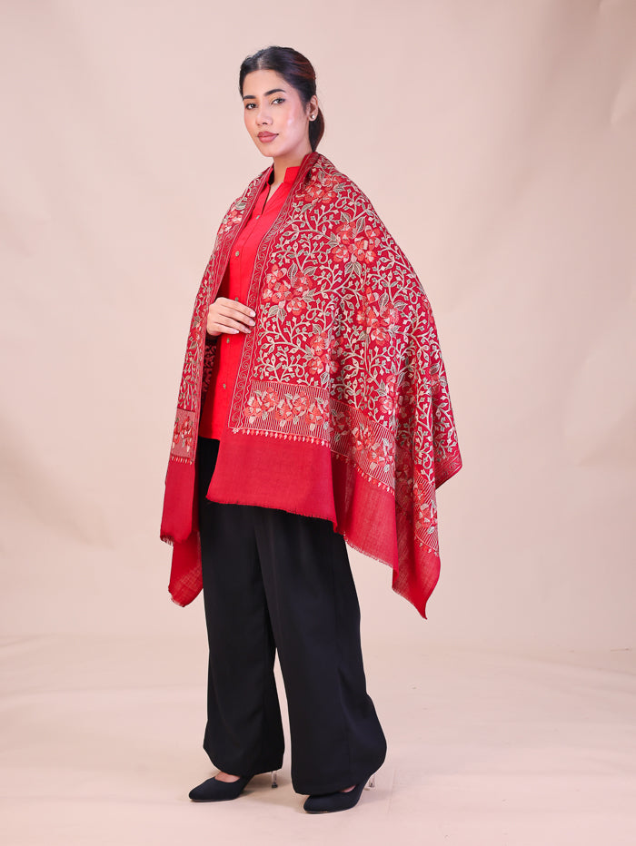 Women's Aari Embroidered Wool Stole