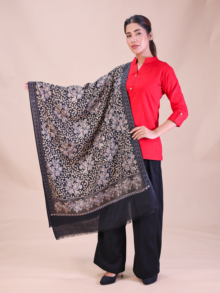 Women's Aari Embroidered Wool Stole