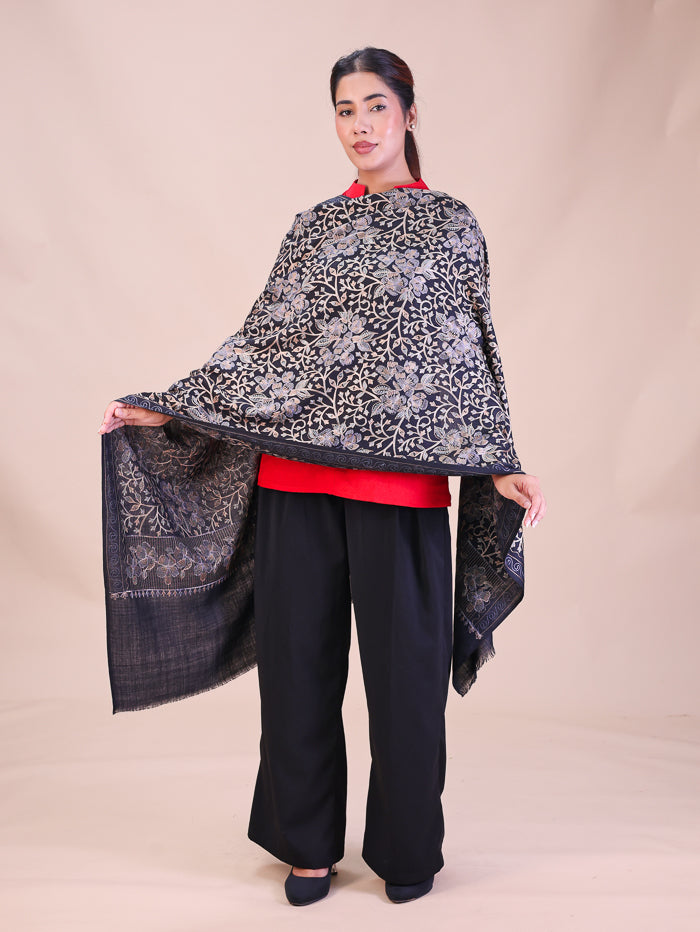 Women's Aari Embroidered Wool Stole