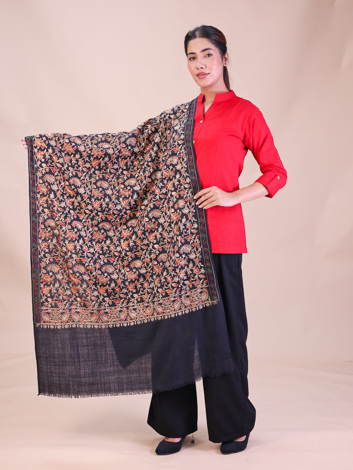 Women's Aari Embroidered Wool Stole