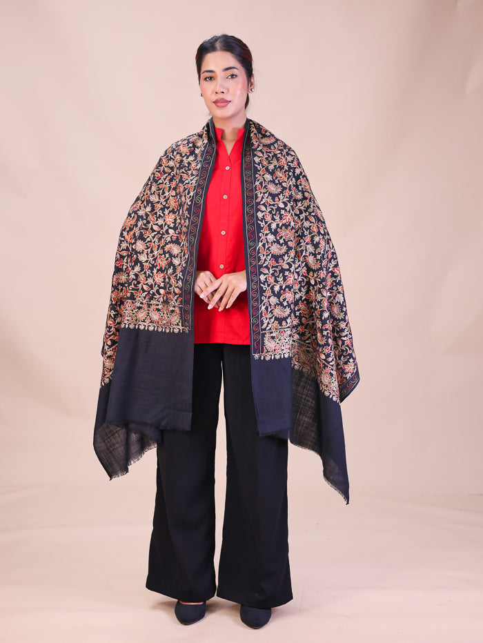 Women's Aari Embroidered Wool Stole