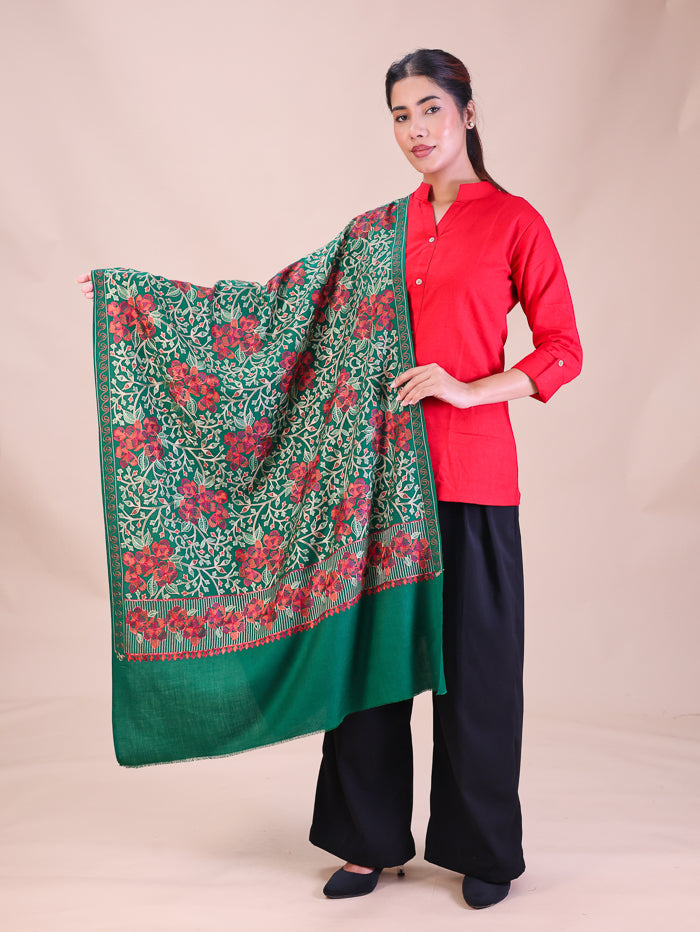 Women's Aari Embroidered Wool Stole