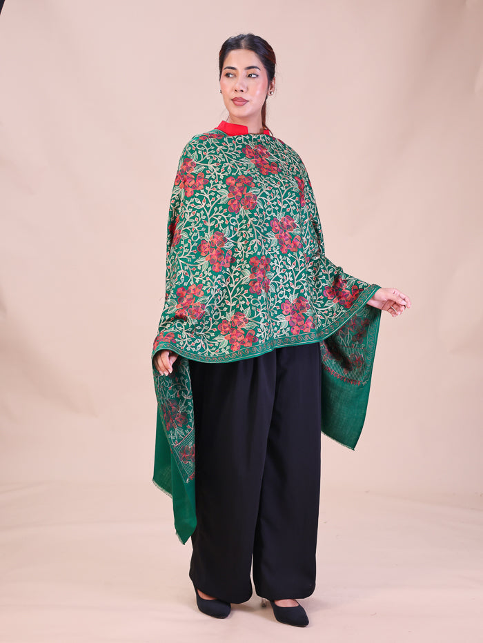 Women's Aari Embroidered Wool Stole