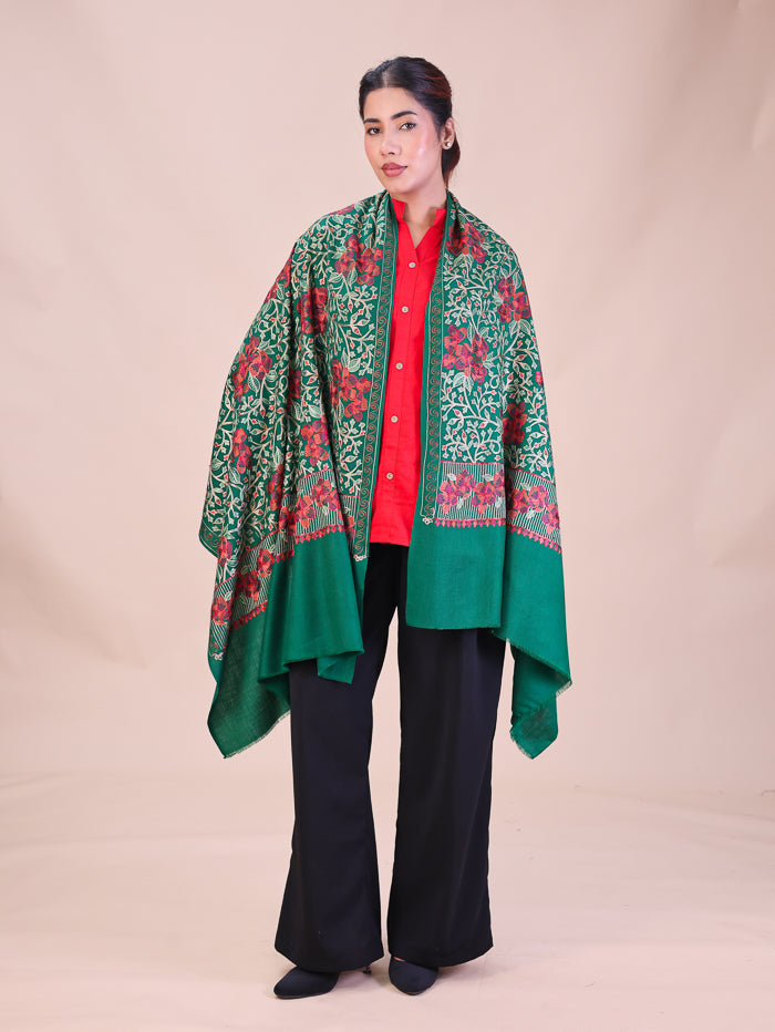 Women's Aari Embroidered Wool Stole