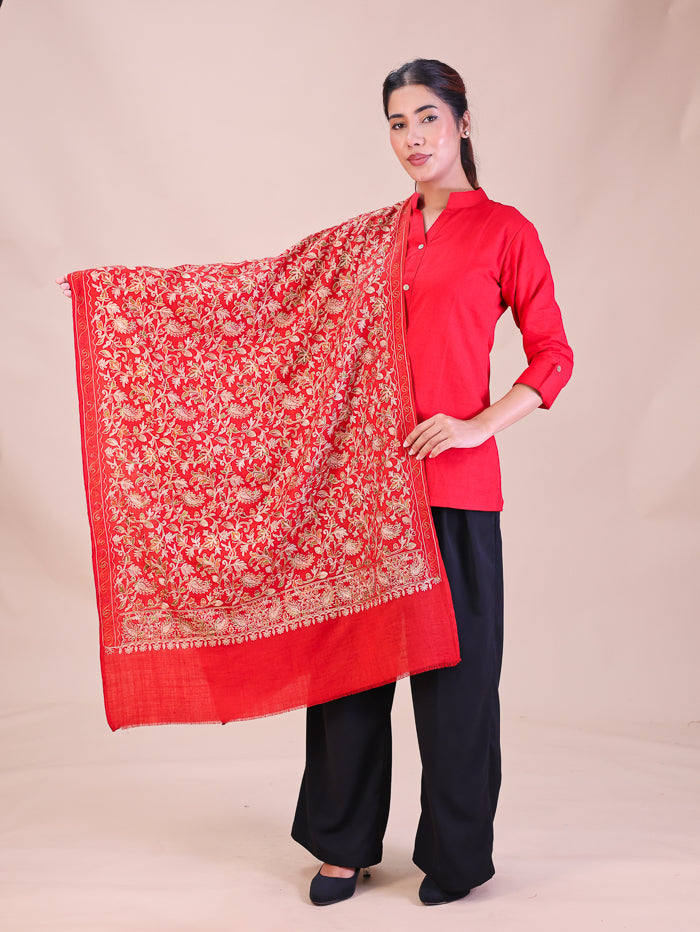 Women's Aari Embroidered Wool Stole