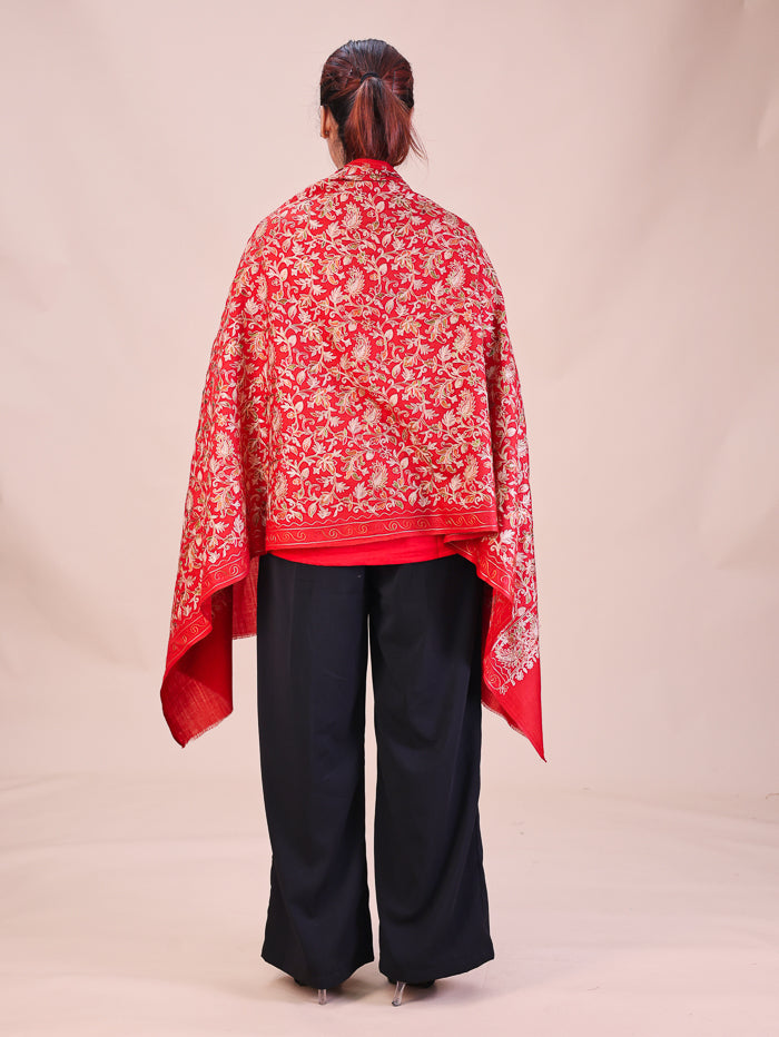 Women's Aari Embroidered Wool Stole