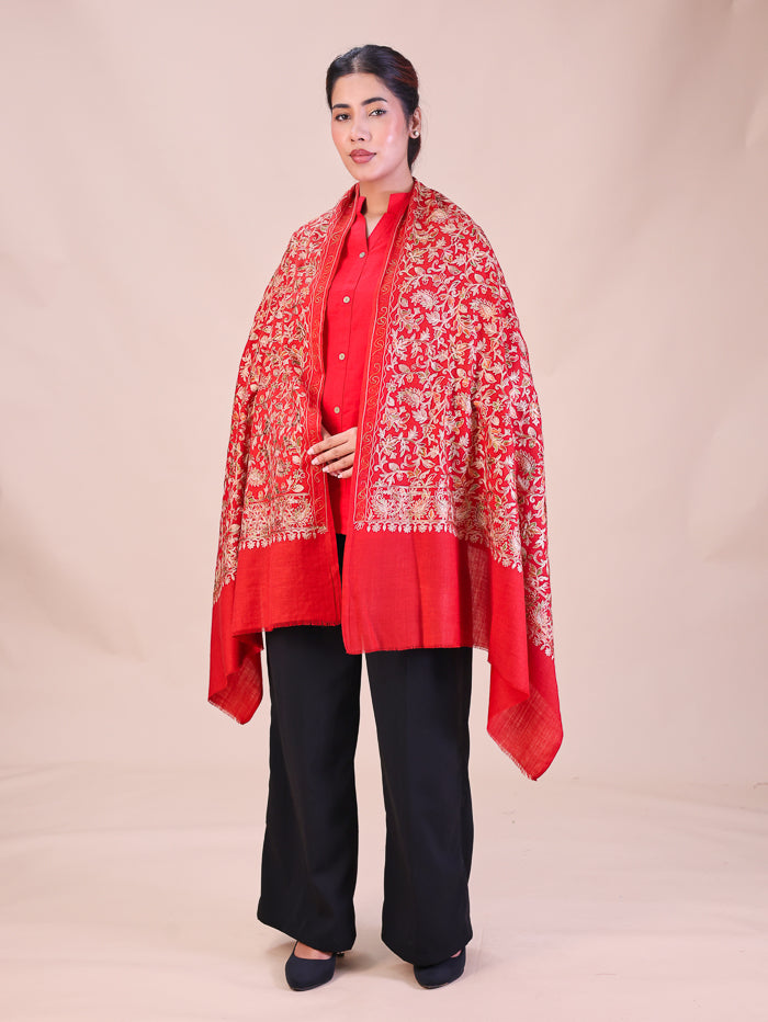 Women's Aari Embroidered Wool Stole