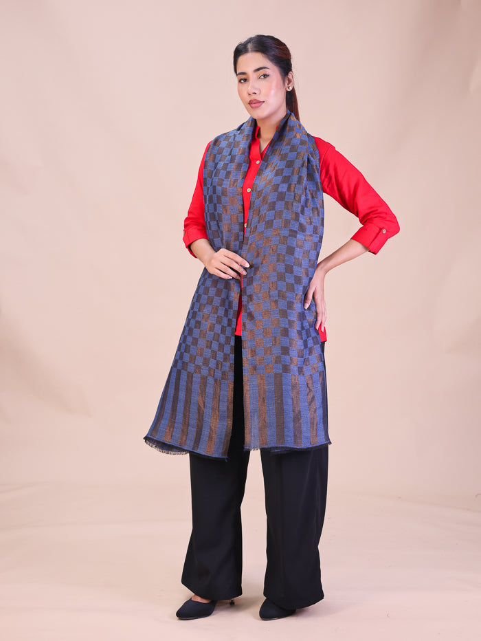 Women's Jamawar Pure Wool Stole With Zari Work