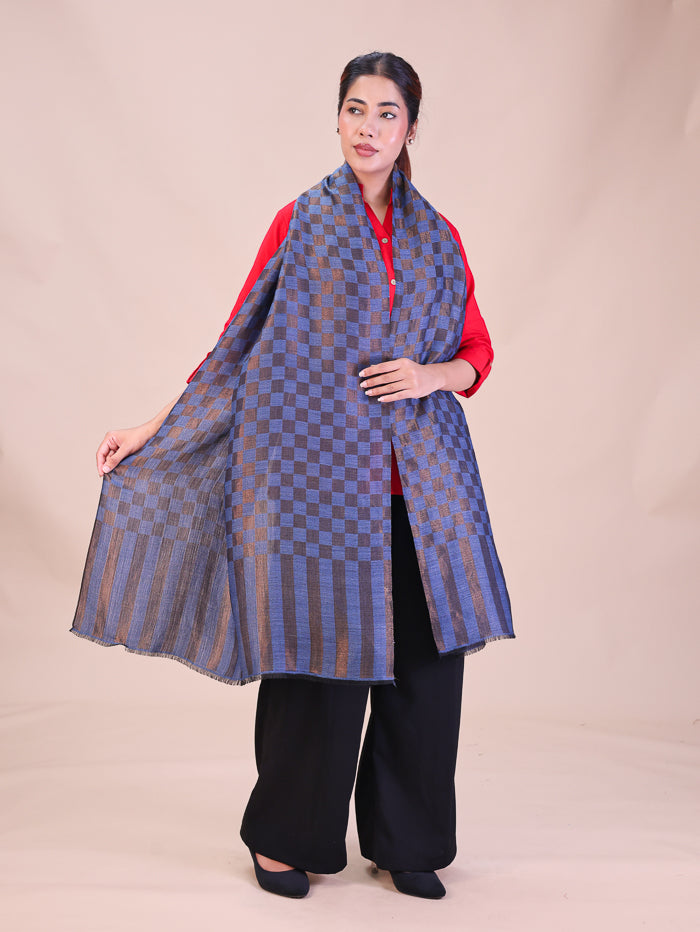 Women's Jamawar Pure Wool Stole With Zari Work