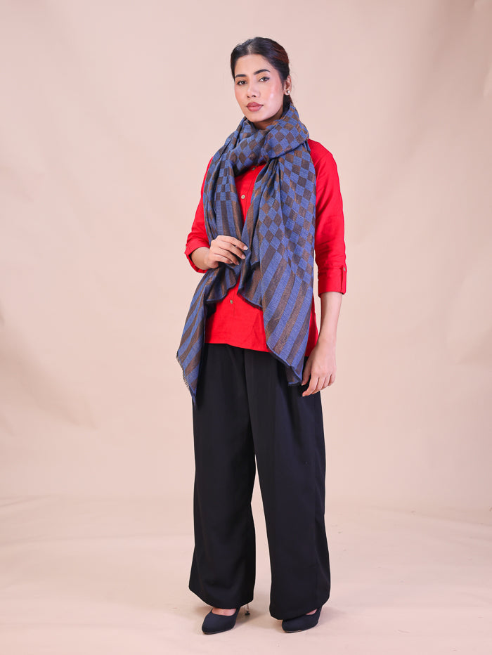 Women's Jamawar Pure Wool Stole With Zari Work