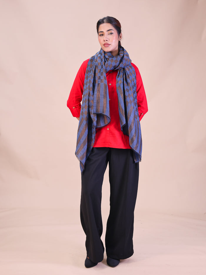 Women's Jamawar Pure Wool Stole With Zari Work